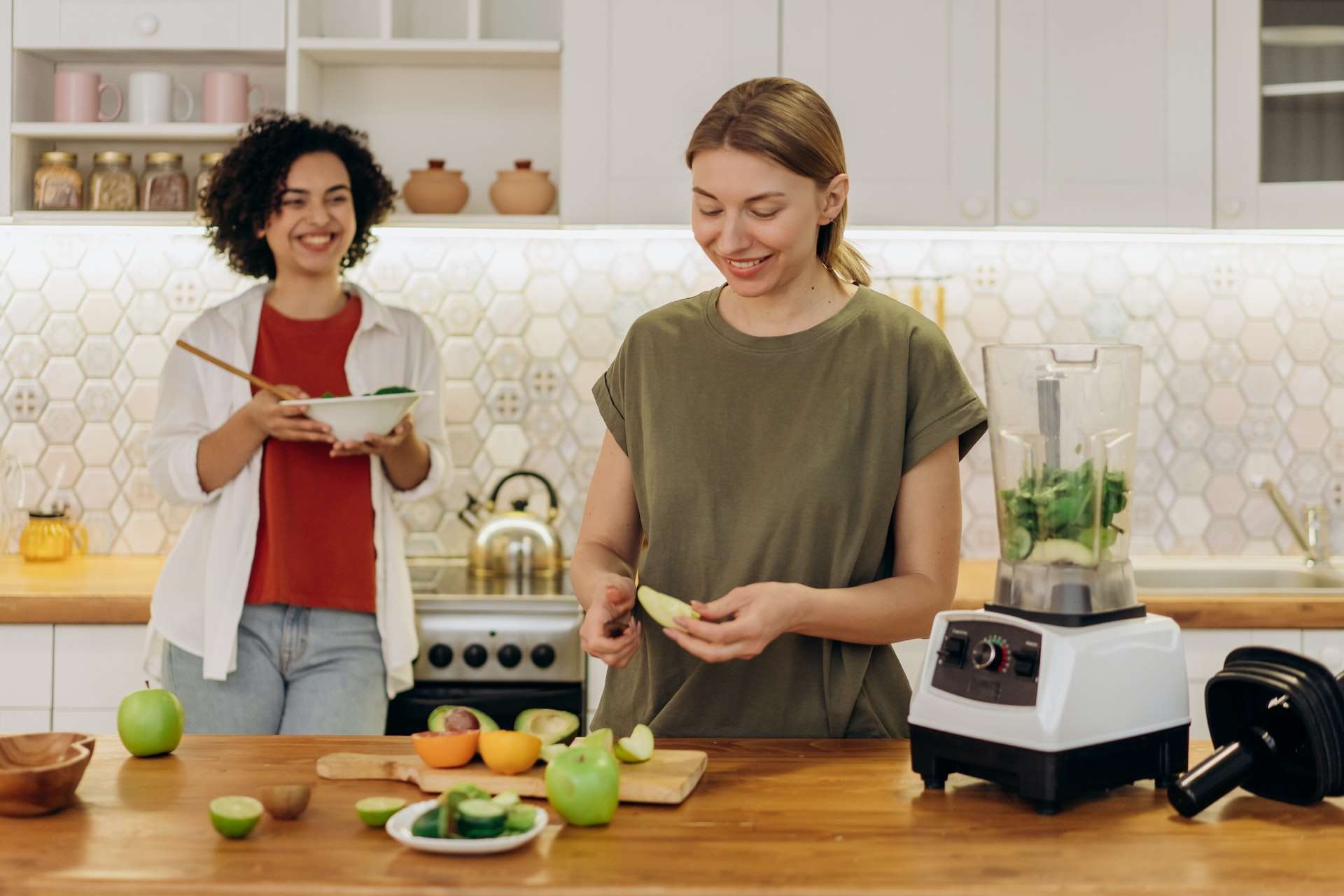 Two Women Making A Healthy vegetarian salad