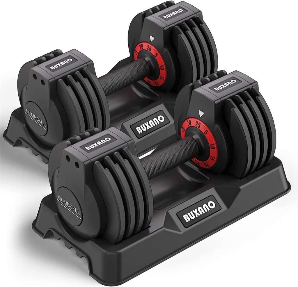 Adjustable Dumbbells 25/55LB Single Dumbbell Weights, 5 in 1 Free Weights Dumbbell with Anti-Slip Metal Handle, Suitable for Home Gym Exercise Equipment