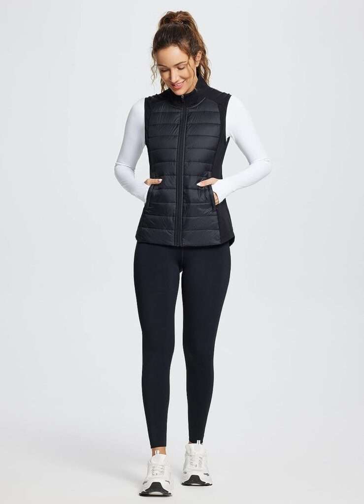 BALEAF Womens Lightweight Warm Puffer Vest Running Winter Hybrid Sleeveless Quilted Water Resistant Jacket
