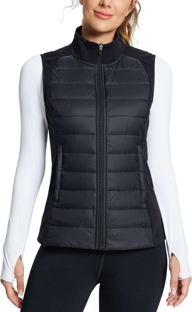 BALEAF Womens Lightweight Warm Puffer Vest Running Winter Hybrid Sleeveless Quilted Water Resistant Jacket