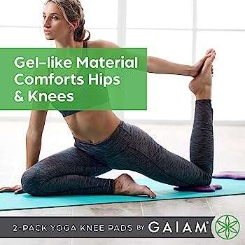 Gaiam Yoga Knee Pads (Set of 2) - Yoga Props and Accessories for Women / Men Cushions Knees and Elbows for Fitness, Travel, Meditation, Kneeling, Balance, Floor, Pilates Purple