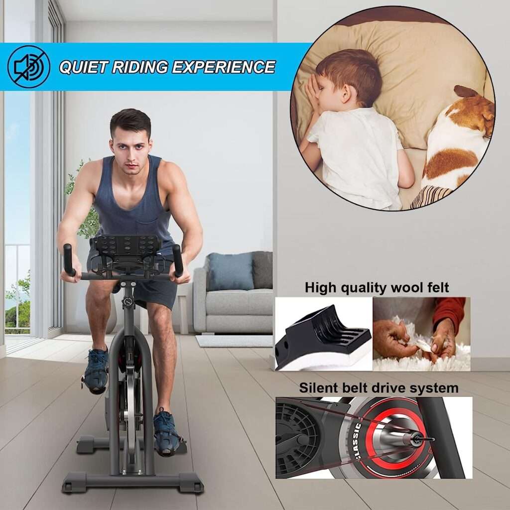 GOFLYSHINE Exercise Bikes Stationary,Exercise Bike for Home Indoor Cycling Bike for Home Cardio Gym,Workout Bike with Ipad Mount  LCD Monitor,Silent Belt Drive