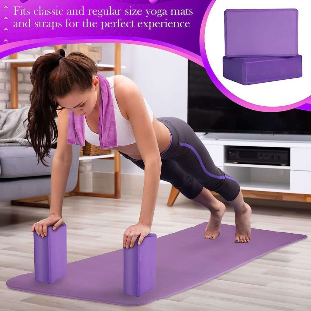 Junkin 7 Pieces Yoga Starter Kit Yoga Mat Set Include Yoga Mats with Carrying Strap, 2 Yoga Blocks, Yoga Ball with Air Pump, Yoga Mat Towel, Yoga Strap, Yoga Kit and Sets for Beginners Women and Men