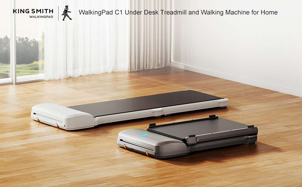 KingSmith WalkingPad C1 Under Desk Treadmill - 1HP Folding Walking Pad with Remote Control, No Assembly Required