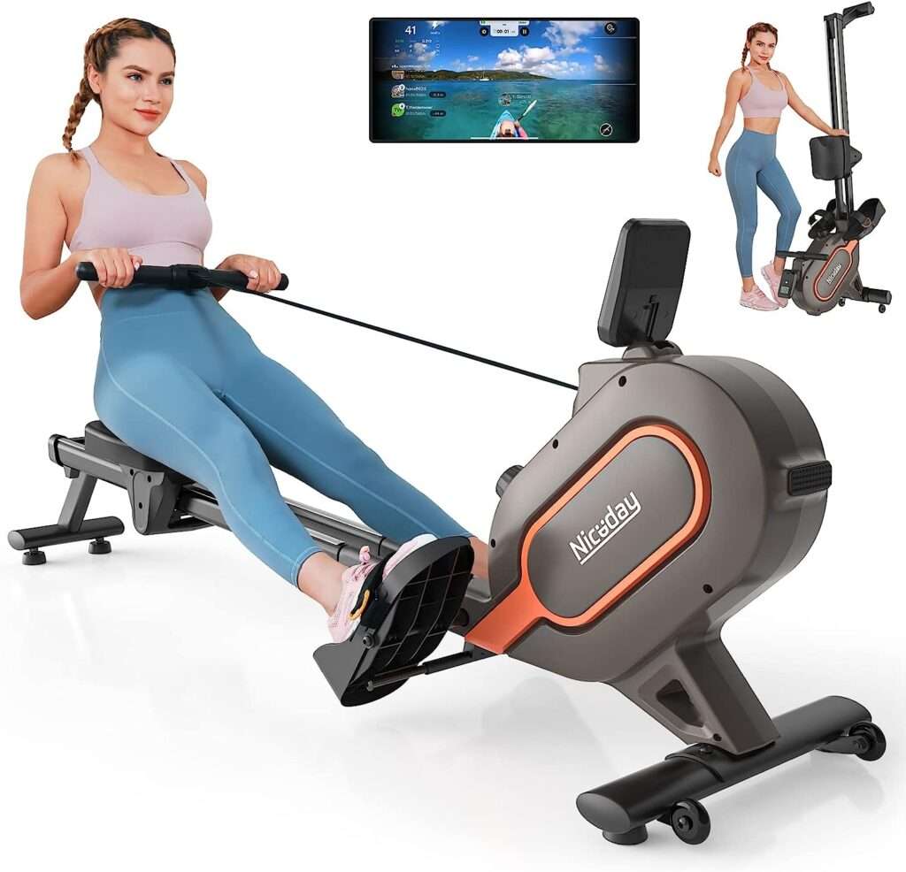 Niceday Rowing Machine, Magnetic Rowing Machine for Home Exercise, Rower with 350 LBS Loading Capacity  16 Levels of Resistance, Smart Rower Machine with Bluetooth  APP