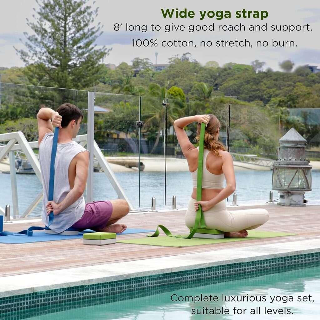 NOLAVA 7 Piece Yoga MAT Set - Yoga Mat Bag for Yoga Accessories|TPE ECO Friendly Yoga Mat | Yoga Blocks 2 Pack | Yoga Strap |Weighted Lavender Eye Pillow|Bonus Yoga Cards| Yoga Gift for Women, Men