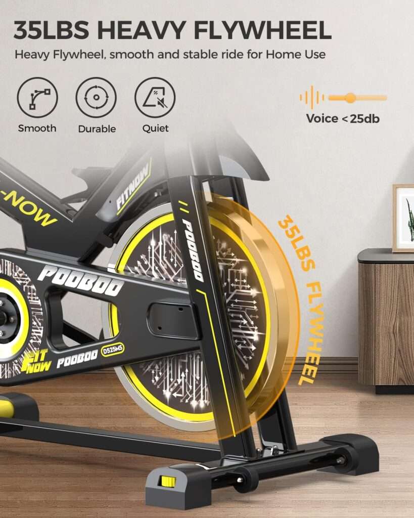 pooboo Magnetic Resistance Indoor Cycling Bike, Belt Drive Indoor Exercise Bike Stationary LCD Monitor with Ipad Mount ï¼Comfortable Seat Cushion for Home Cardio Workout Cycle Bike Training Upgraded Version