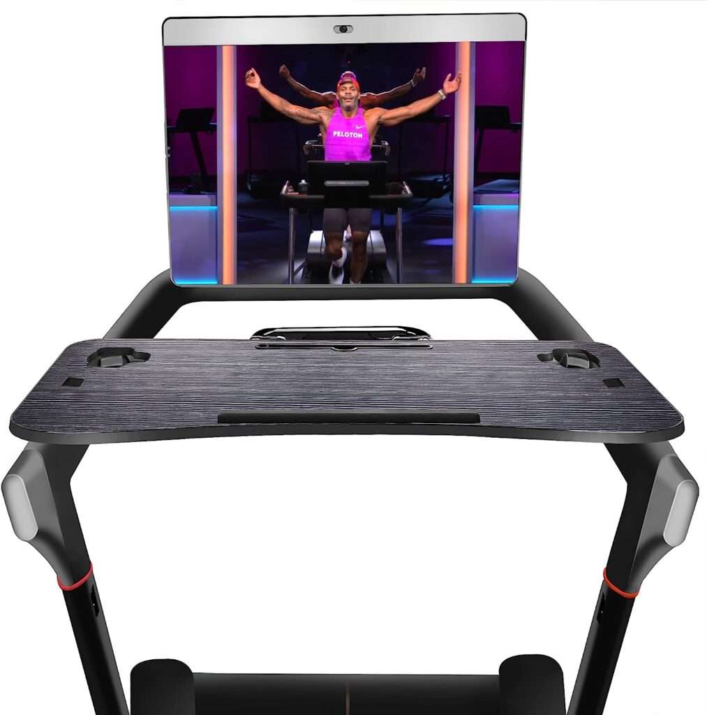 Treadmill Desk Tray for New Peloton Tread,Upgraded 36 inch Walking Desk Attachment with Protective Guard  Tablet Holder,Tread+ Tray with Adjustable Laptop Stand-Peloton Accessories-Black (Grey)