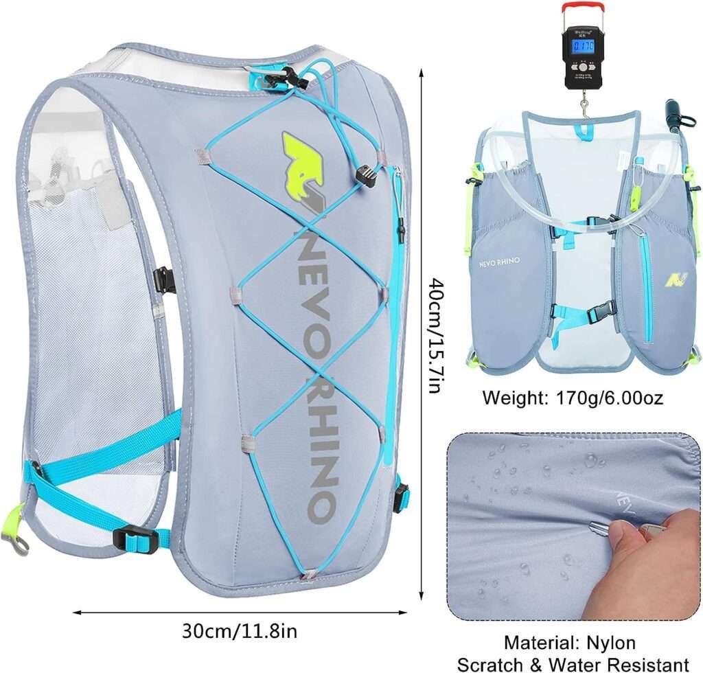Waterproof Running Hydration Vest, 5.5L Breathable Running Hydration Pack with 2L TPU Water Bladder, 6.0 oz Lightweight