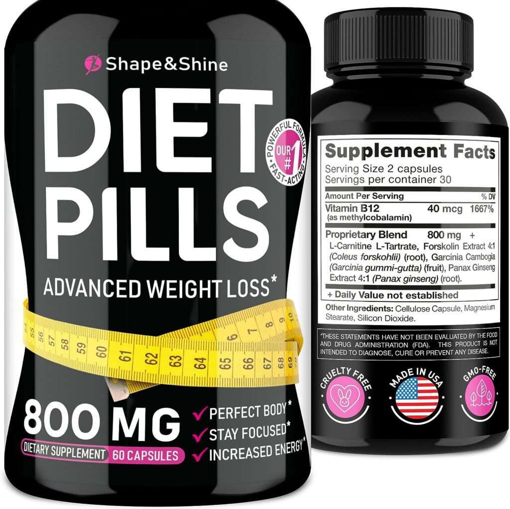 Weight Control Aid - Diet That Work Fast for Women  Men - Made in The USA - Safe Dietary Vitamins with Garcinia Cambogia Pills, 60 Count