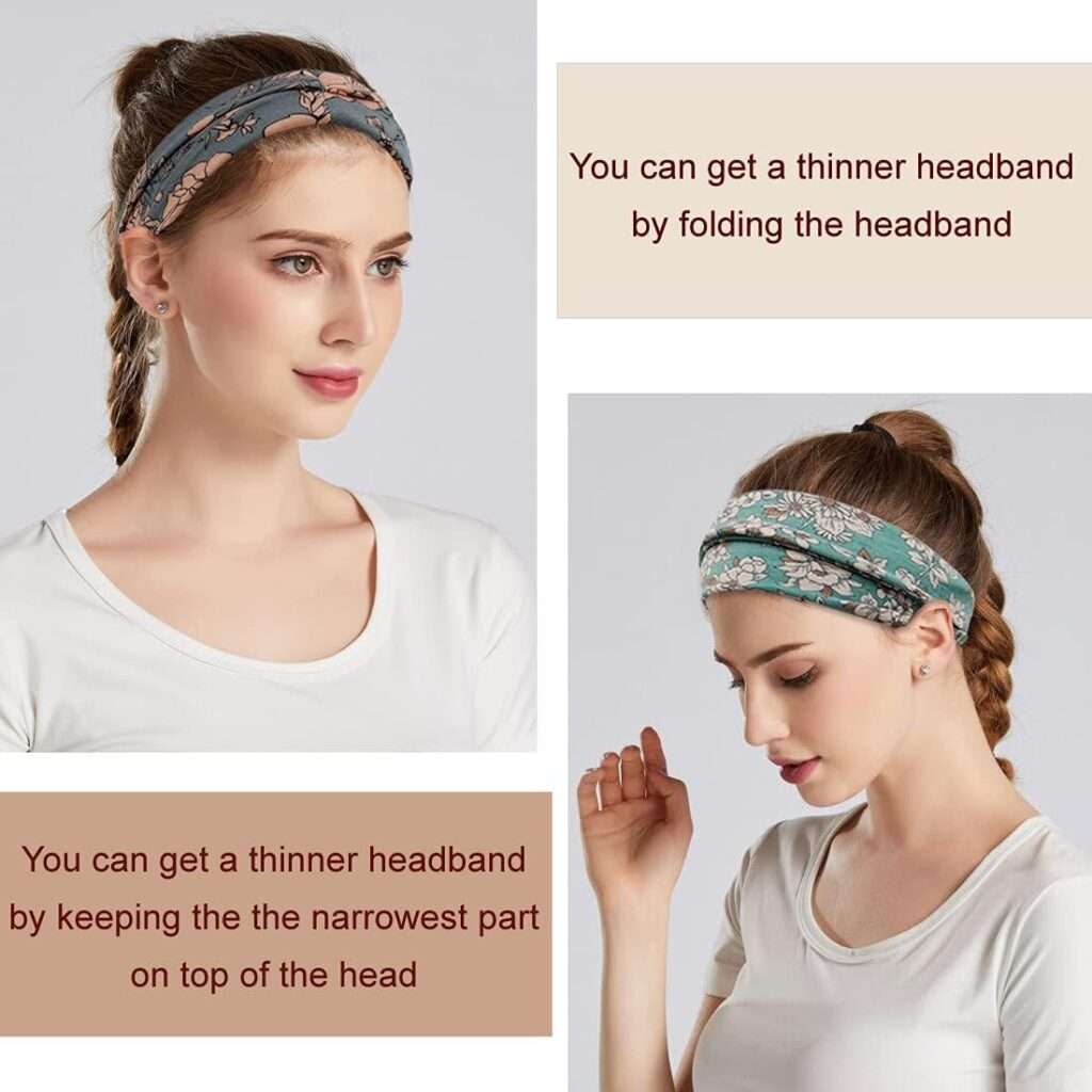 YONUF Boho Headbands For Women Fashion Wide Headband Yoga Workout Head Bands Hair Accessories Band 6 Pack