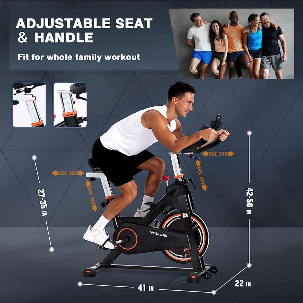 YOSUDA PRO Magnetic Exercise Bike 350 lbs Weight Capacity - Indoor Cycling Bike Stationary with Comfortable Seat Cushion, Silent Belt Drive
