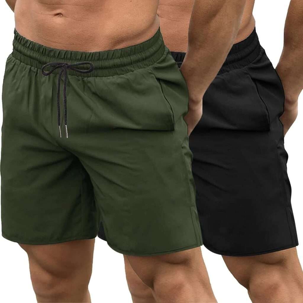 COOFANDY Mens 2 Pack Gym Workout Shorts Quick Dry Bodybuilding Weightlifting Pants Training Running Jogger with Pockets