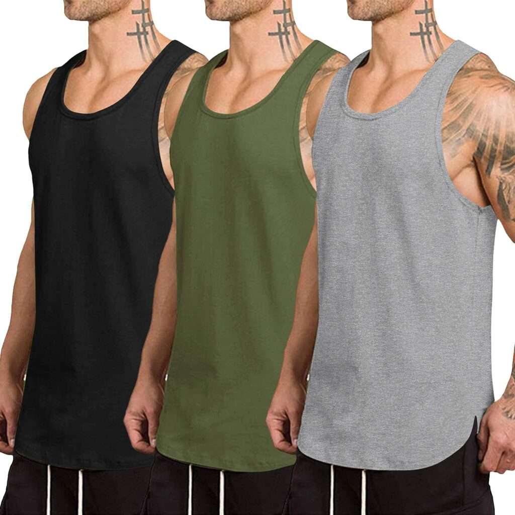 COOFANDY Mens 3 Pack Quick Dry Workout Tank Top Gym Muscle Tee Fitness Bodybuilding Sleeveless T Shirt