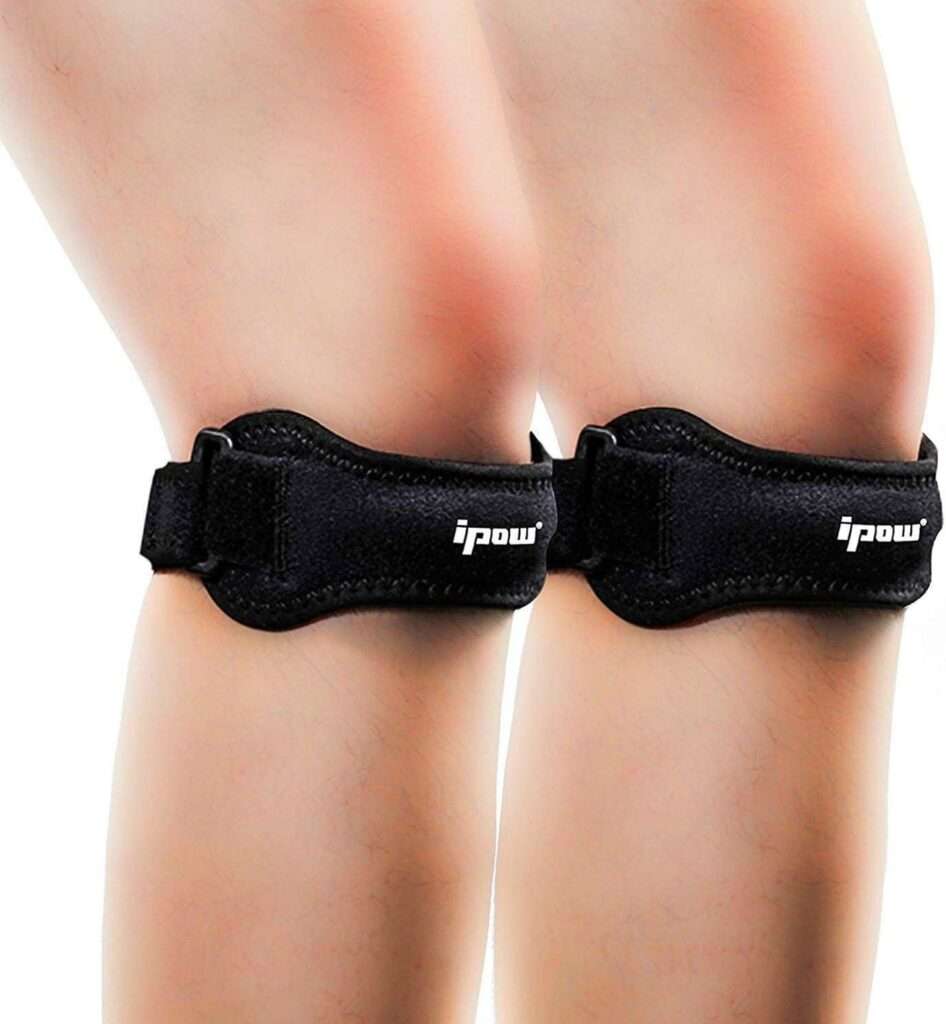 IPOW 2 Pack Knee Pain Relief  Patella Stabilizer Knee Strap Brace Support for Hiking, Soccer, Basketball, Running, Jumpers Knee, Tennis, Tendonitis, Volleyball  Squats, Black