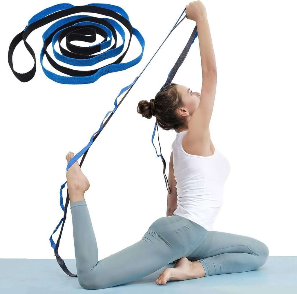 KerKoor Yoga Stretch Strap, Multi Loops Adjustable Exercise Band for Stretching, Physical Therapy, Workout, Pilates, Dance and Gymnastics with Carry Bag