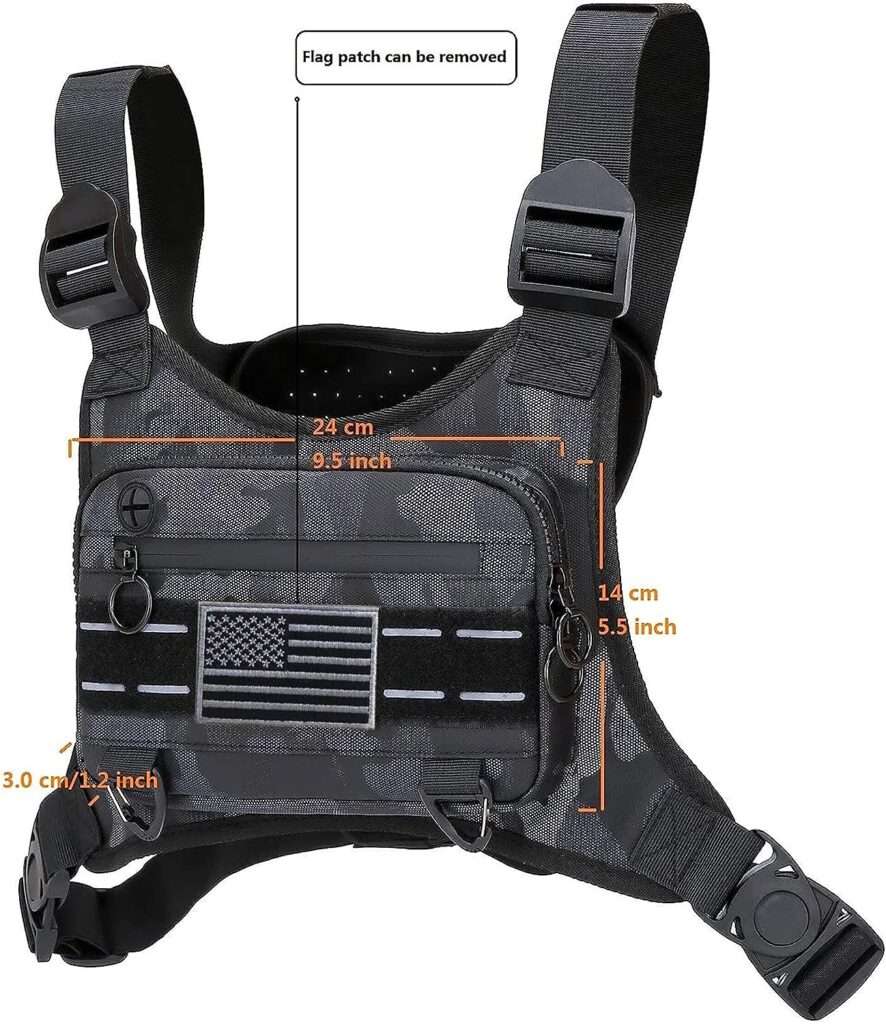 Muserise Sports Chest Bag For Men, Water Resistant Lightweight Front Running Vest Bag With Built-In Phone Holder  Extra Storage For Workouts, Cycling (Camo) (MU05)
