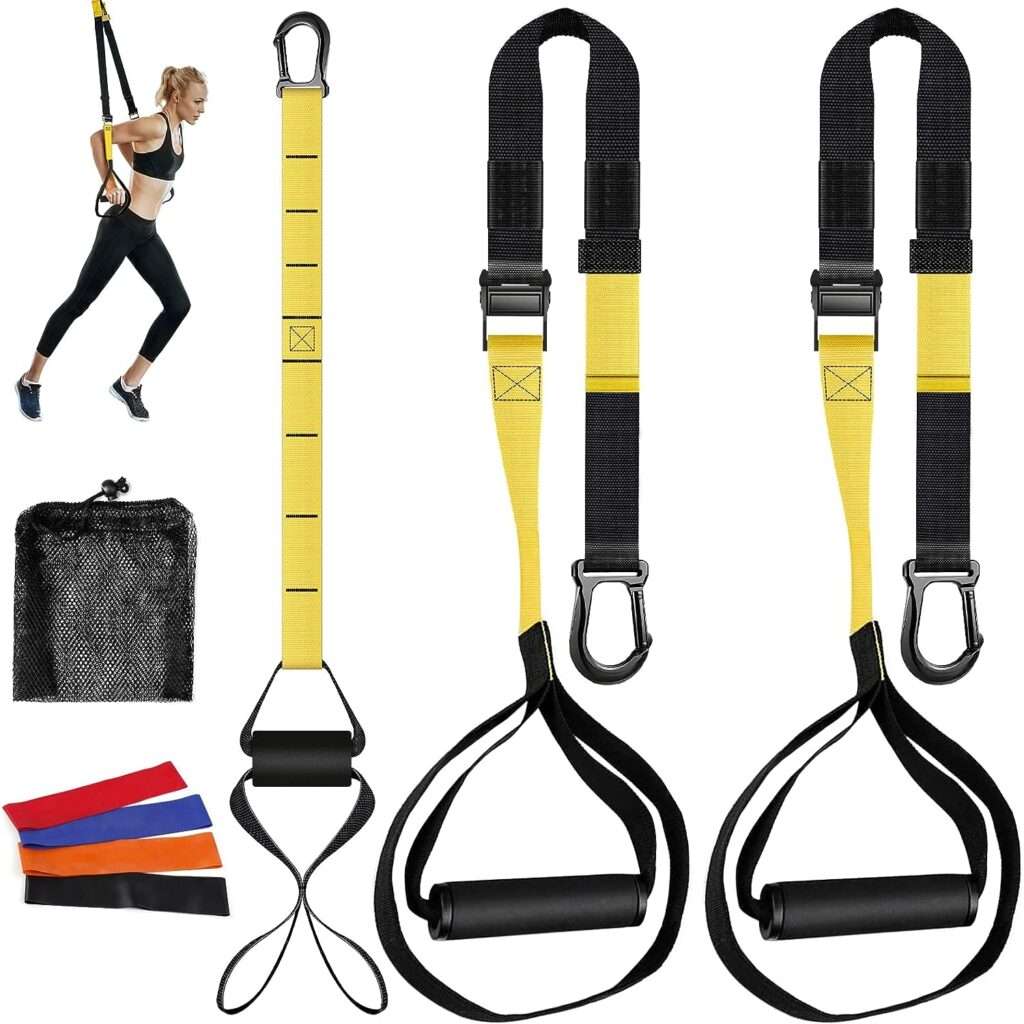 Resistance Training Kit, 2 Adjustable Bodyweight Resistance Bands with Handles + 1 Door Anchor + 4 Resistance Loop Bands for Working Out Hold up to 900 lbs Home Gym Equipment