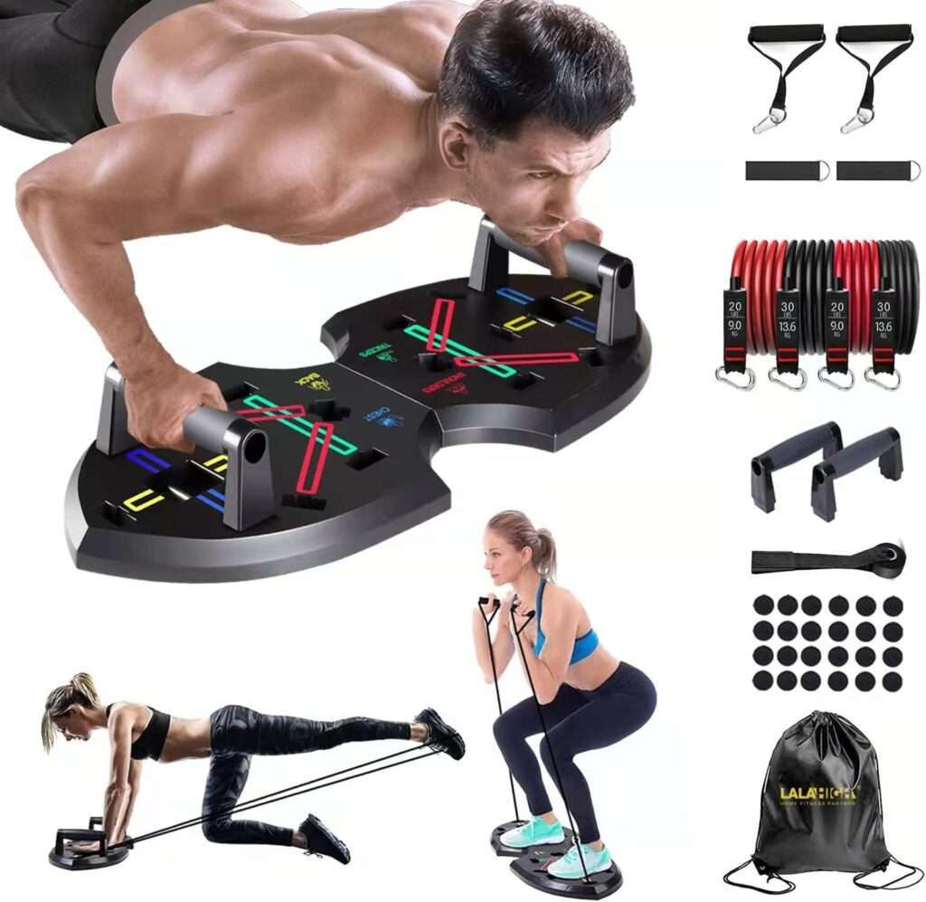Upgraded Push Up Board: Multi-Functional 20 in 1 Push Up Bar with Resistance Bands, Portable Home Gym, Strength Training Equipment, Push Up Handles for Perfect Pushups, Home Fitness for Men and Women, Gift for Boyfriend