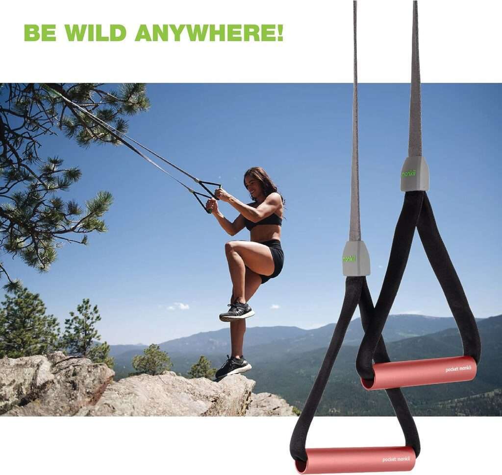 Wild Gym Pocket Monkii Fitness Suspension Trainer System, All in One Gym Bodyweight Workout Kit, Lightweight Portable Home Suspension Training Kit for Travel, Outdoors, or Home - Door Anchor Included