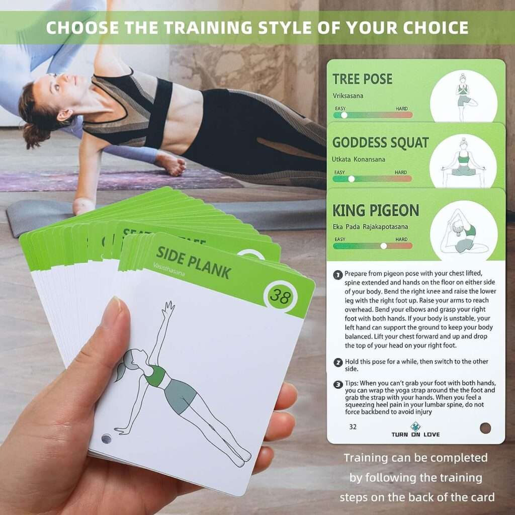 Yoga Exercise Cards-Yoga Poses Poster Workout Cards for Women, Yoga Stuff Set of 70 Flash Cards for Home  Gym