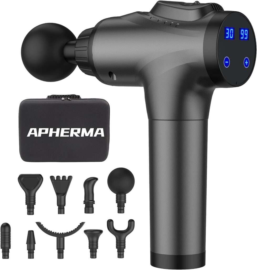 APHERMA Massage Gun, Muscle Massage Gun for Athletes Handheld Deep Tissue Massager Tool 30 Speed Levels 9 Heads, Mothers Day Gifts from Daughter/Son
