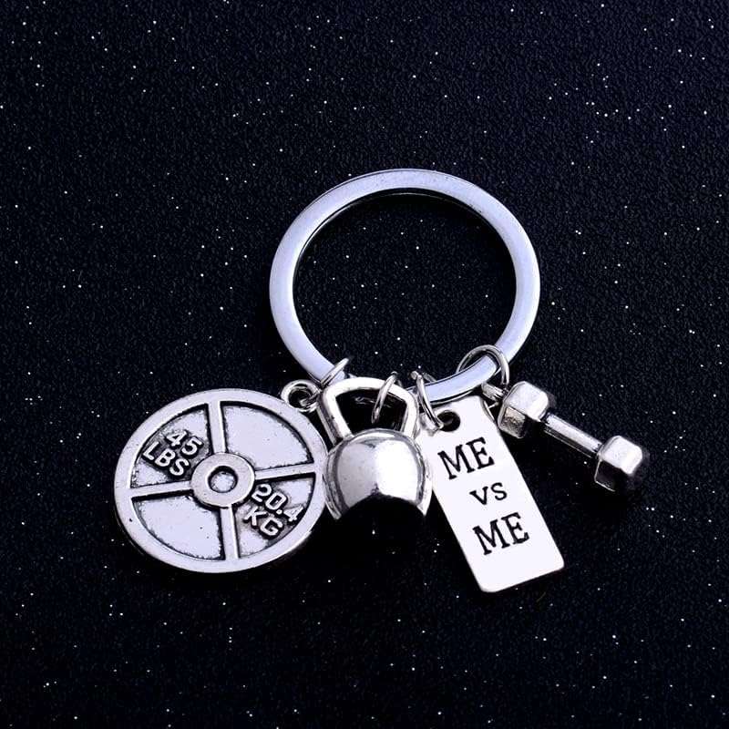 Bday Christmas Gifts for Fitness Dieting Weight Loss Gifts for Women Mens Exercises Weightlifting Gift for Bodybuilder Uplifting Gifts Me vs Me Fitness Keychain
