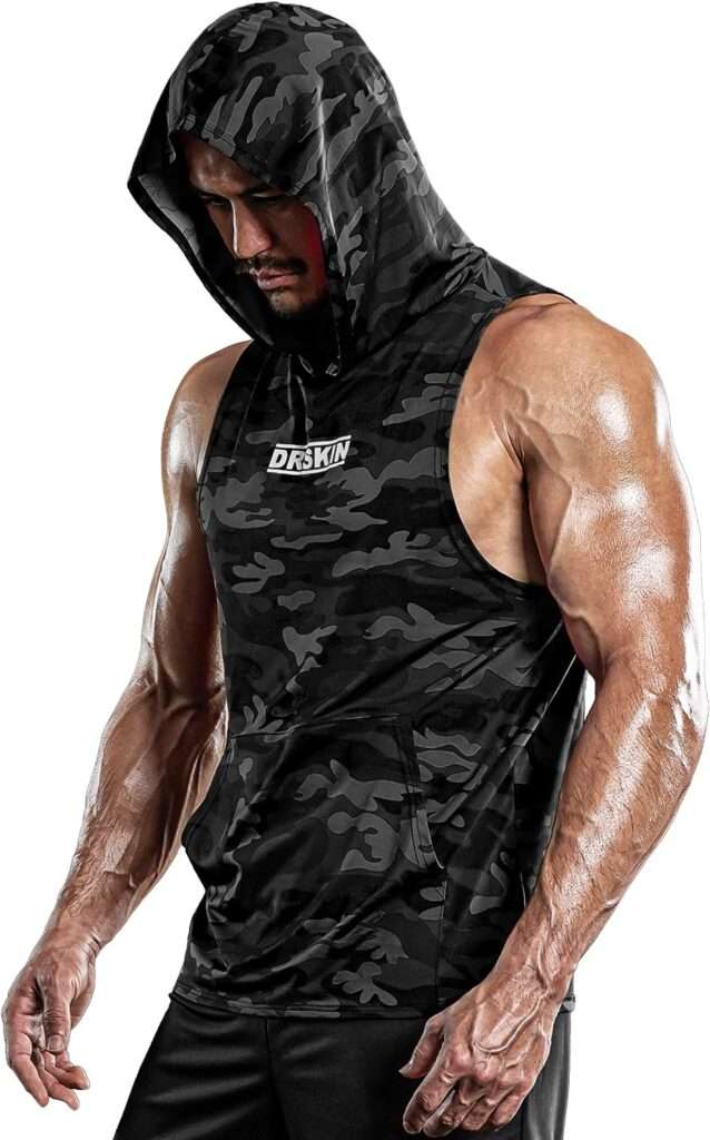 DRSKIN 2 or 1 Pack Mens Hooded Tank Tops Muscle Cut Off T Shirt Sleeveless Bodybuilding Gym Hoodies Workout Athletic