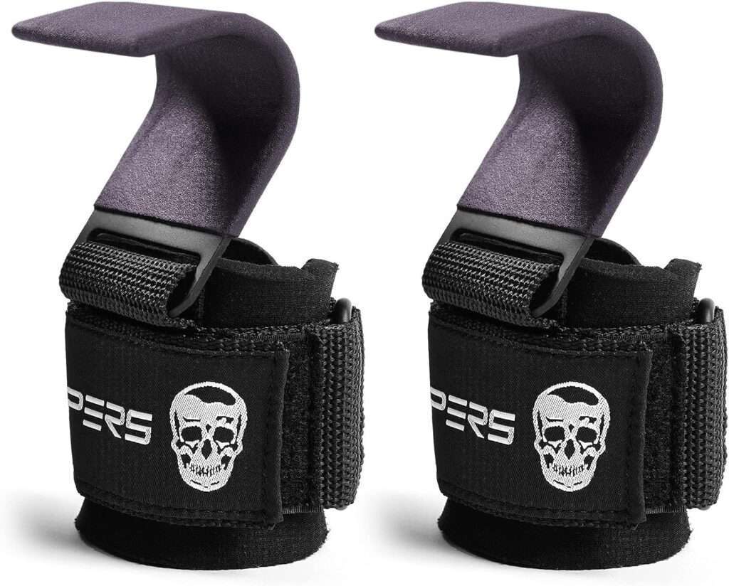 Gymreapers Weight Lifting Hooks (Pair), Heavy Duty Power Wrist Straps Hand Grip Support for Deadlifts, Pull Ups, Shrugs - Gym Gloves for Men and Women