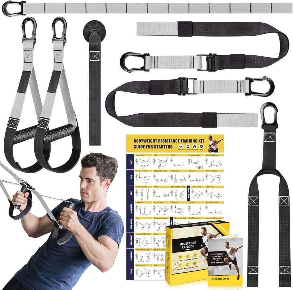 Home Resistance Training Kit, Resistance Trainer Exercise Straps with Handles, Door Anchor and Carrying Bag for Home Gym, Bodyweight Resistance Workout Straps for Indoor  Outdoor