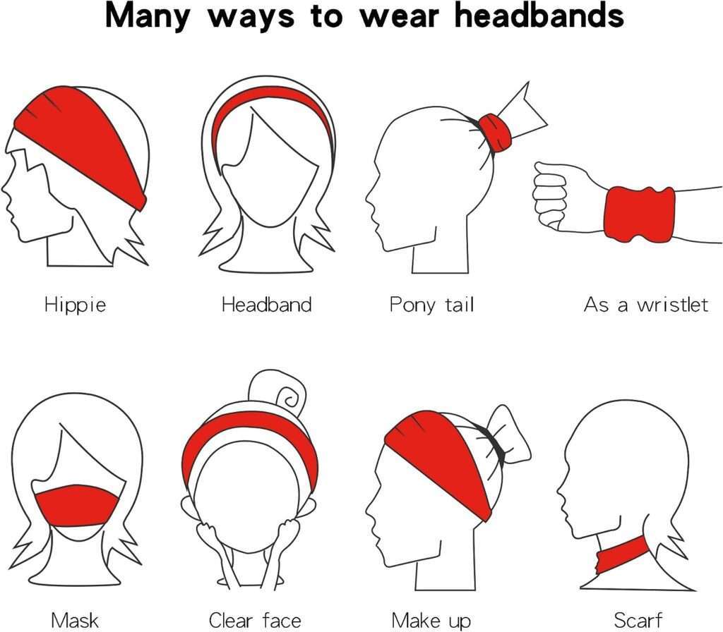 Jesries Headbands for Women Non Slip Turban Hair Wrap Elastic Hair Bands Workout Running Headwrap Sweat Yoga Head Bands for Girls