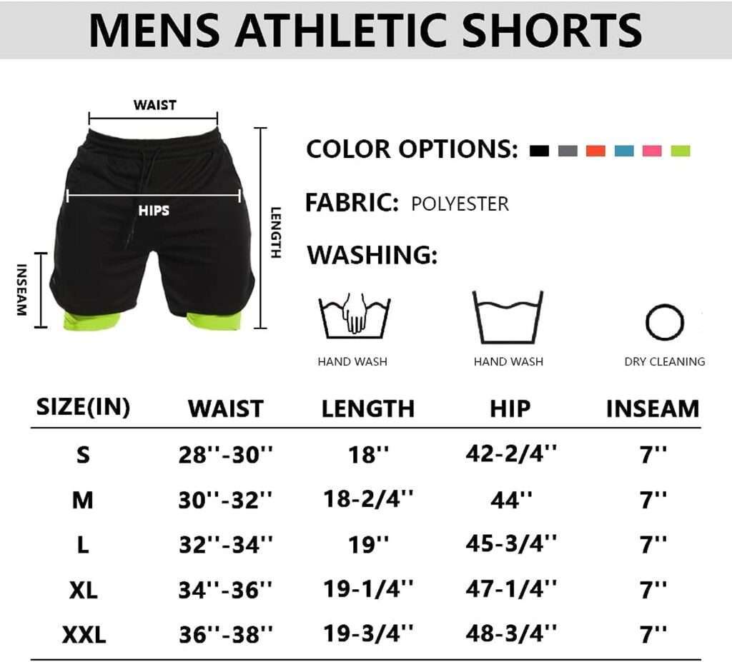 JWJ Mens 2 in 1 Running Shorts Quick Dry Gym Athletic Workout Clothes with Side Pockets