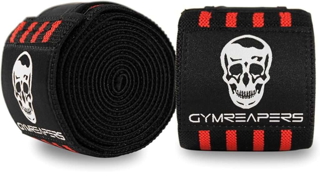 Knee Wraps (Pair) With Strap for Squats, Weightlifting, Powerlifting, Leg Press, and Cross Training - Flexible 72 inch Knee Wraps for Squatting - For Men  Women