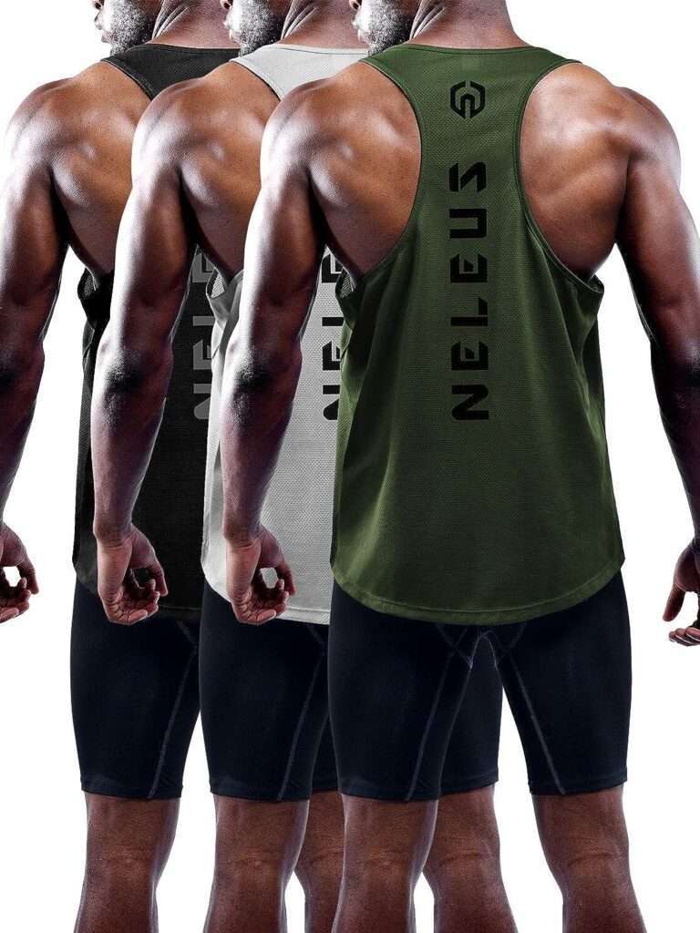 NELEUS Mens 3 Pack Dry Fit Y-Back Muscle Tank Top