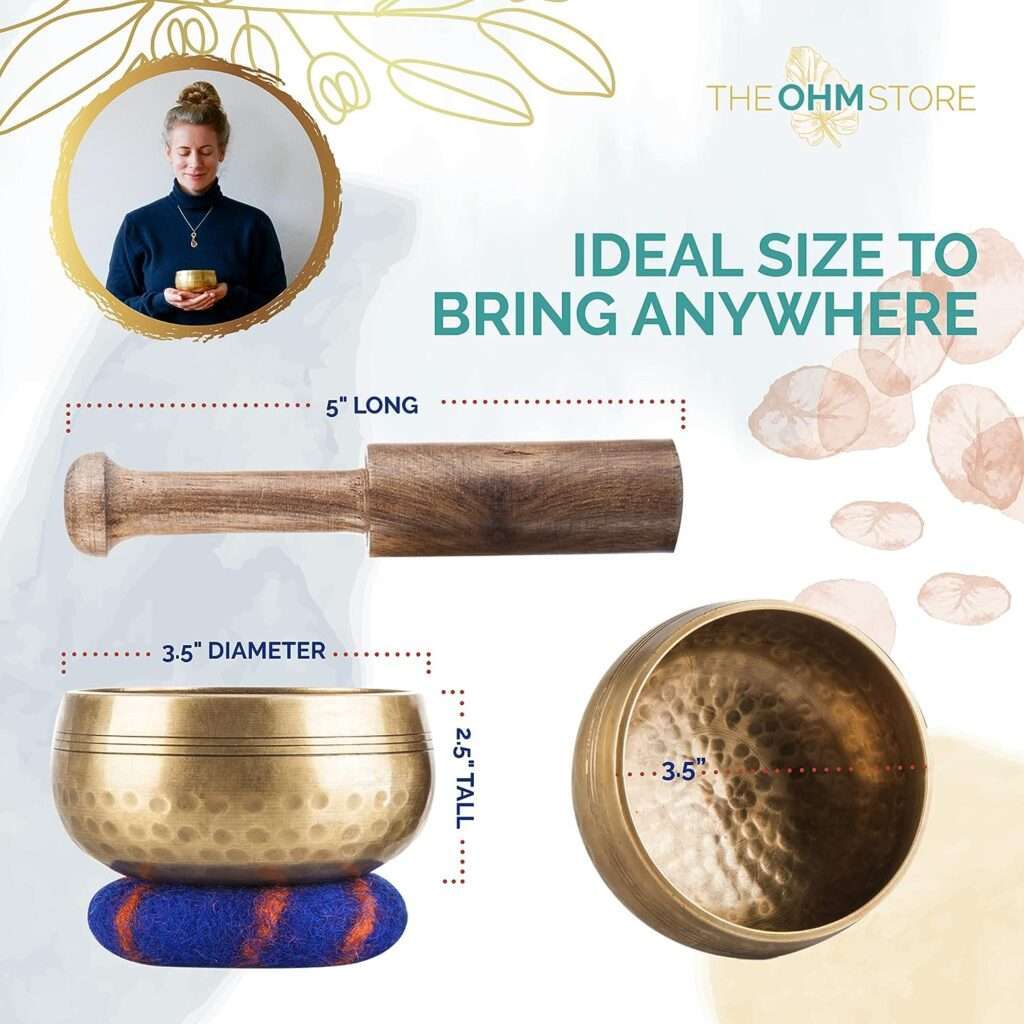 Ohm Store Tibetan Singing Bowl Set — Meditation Sound Bowl Handcrafted in Nepal for Yoga, Chakra Healing, Mindfulness, and Stress Relief