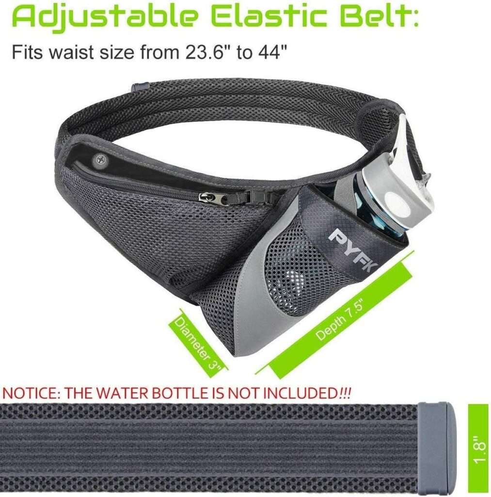 PYFK Running Belt Hydration Waist Pack with Water Bottle Holder for Men Women Waist Pouch Fanny Bag Reflective