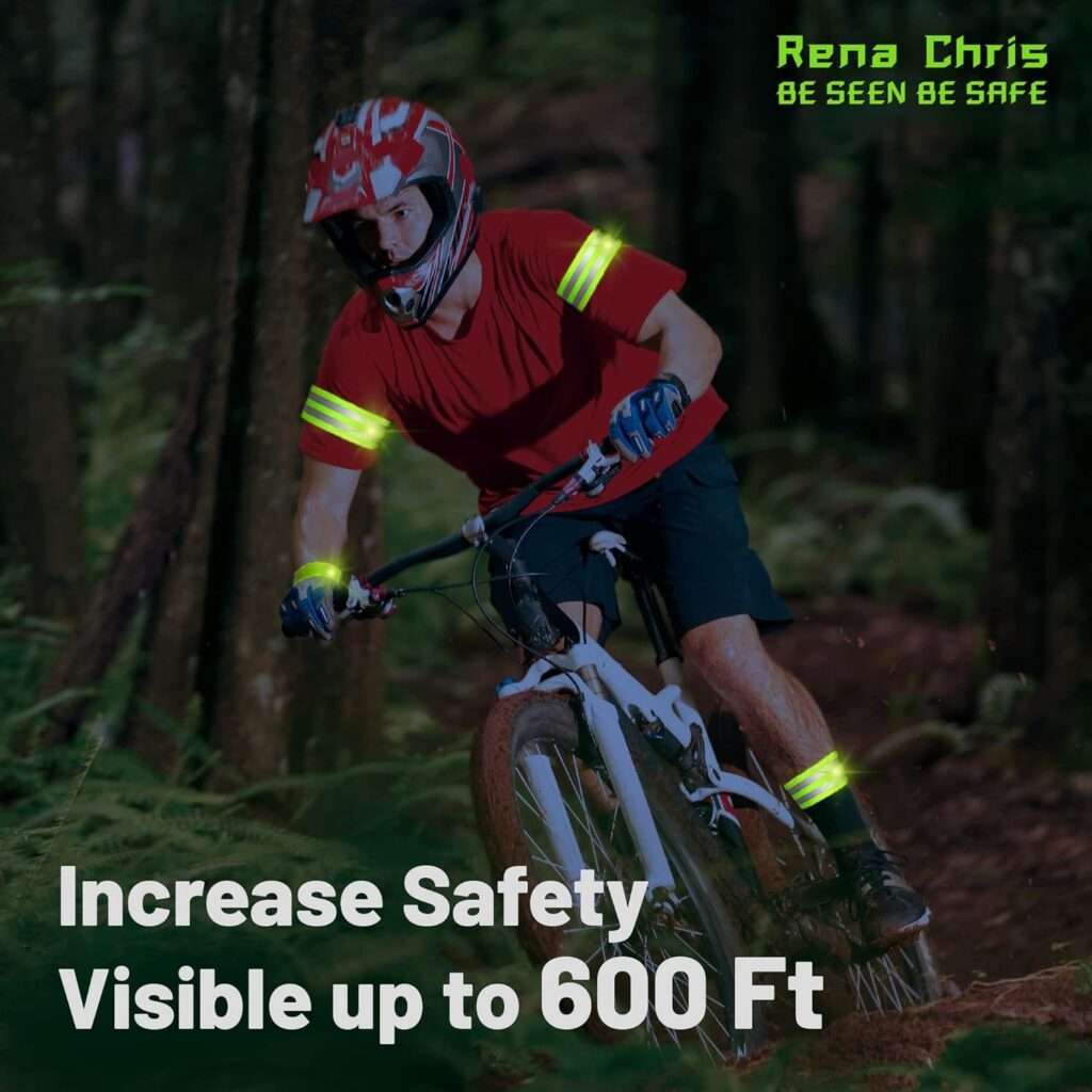 Reflective Bands for Wrist, Arm, Ankle, Leg. High Visibility Reflective Gear for Night Walking, Cycling and Running. Safety Reflector Tape Straps. Very Large Reflective Surface Area