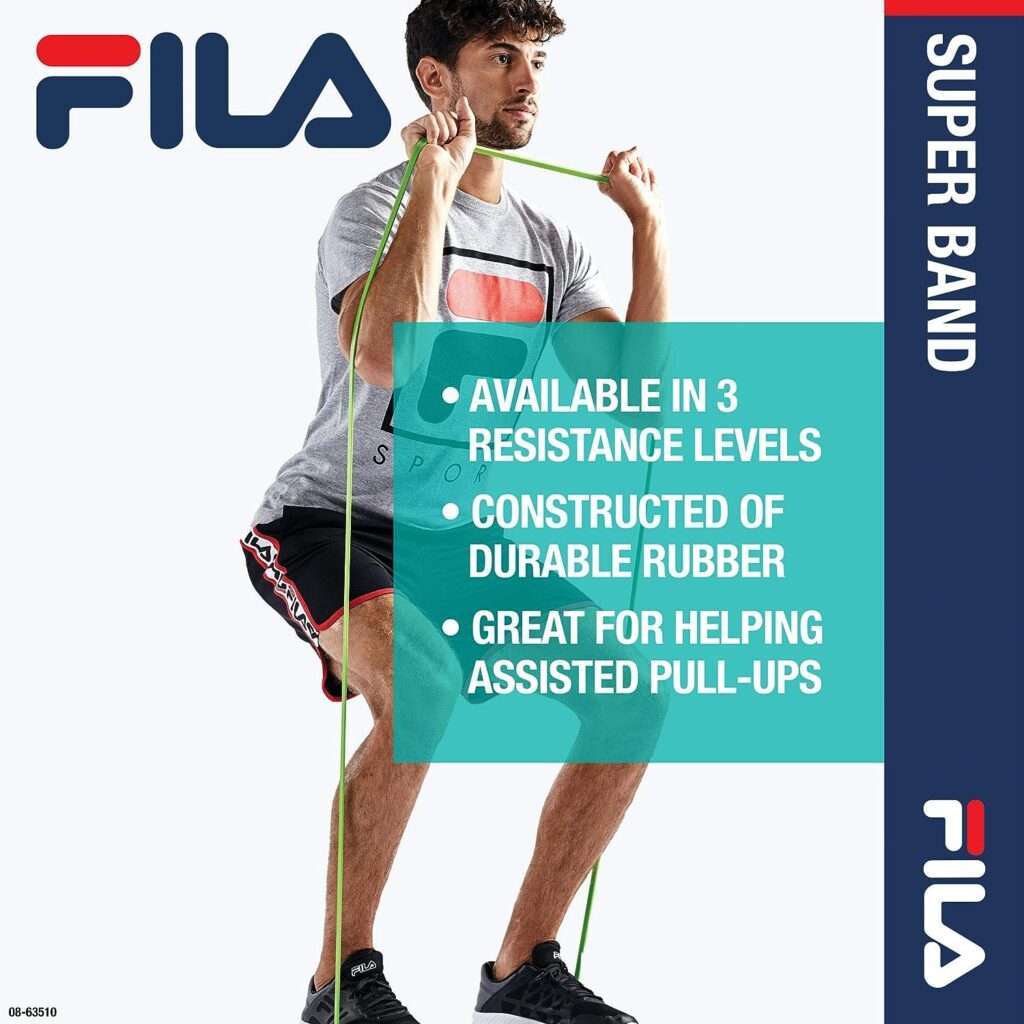 Resistance Band Exercise Loop Cords - by FILA Accessories | Superband for Assisted Pull Ups, Speed and Bodyweight Strength Training (Available in Light, Medium, Heavy - Sold Separately)
