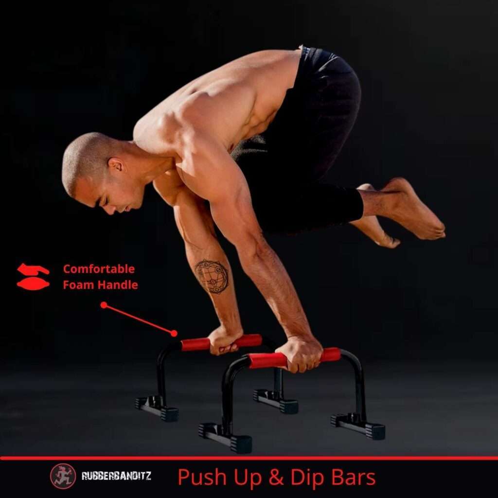 Rubberbanditz Calisthenics Parallel Bars | At Home Workout Equipment Ideal for Push Ups, Dips, Handstands, Gymnastics