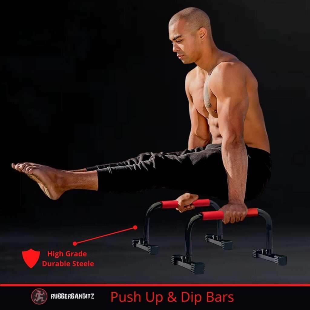 Rubberbanditz Calisthenics Parallel Bars | At Home Workout Equipment Ideal for Push Ups, Dips, Handstands, Gymnastics