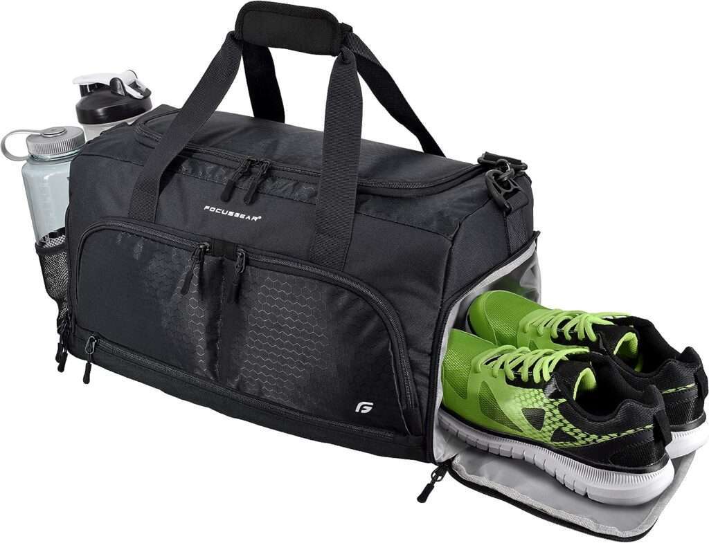 Ultimate Gym Bag 2.0: The Durable Crowdsource Designed Duffel Bag with 10 Optimal Compartments Including Water Resistant Pouch (Black, Medium (20))