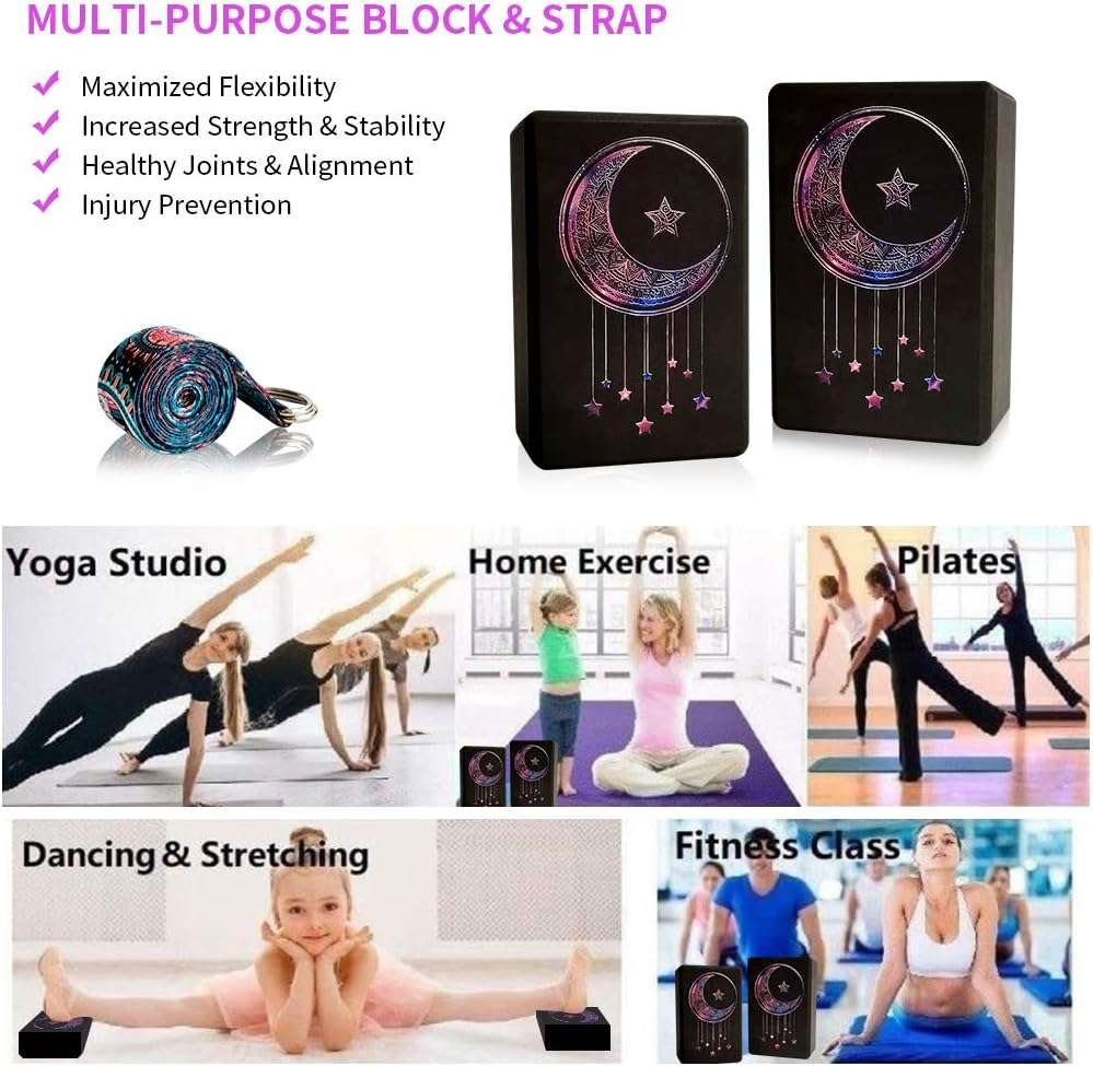 Yoga Block Sets(2 Pack) – High Density EVA Foam Exercise Blocks – Instantly Support and Improve Your Poses and Flexibility – Lightweight Versatile Fitness and Balance Odor Free Brick,9 x 6 x 4