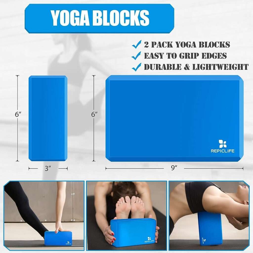 Yoga Blocks,Yoga Set,Yoga Accessories,Yoga Blocks 2 Pack with Strap,1 Mini Yoga Ball,3 Resistance Loop Bands,1 Resistance Band,1 Door Anchor,1 Jump Rope,Gym Bag  Manual for Yoga,Pilates,Stretching
