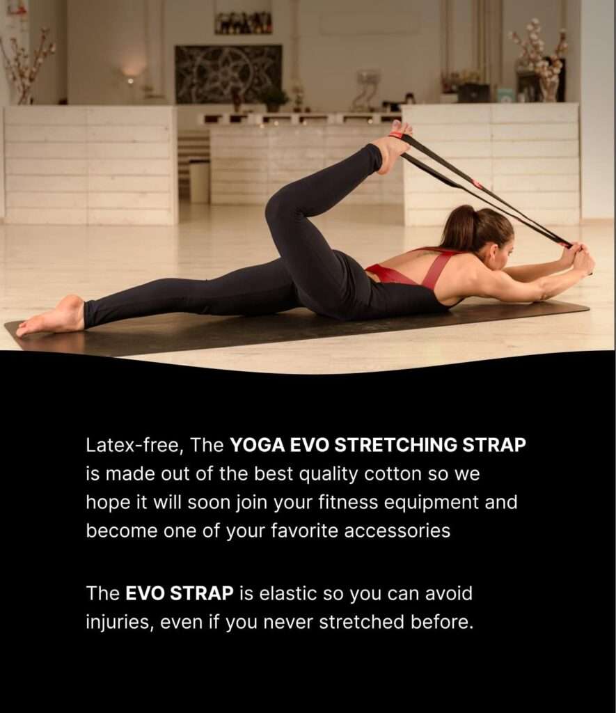 YOGA EVO Exercise Band with Loops for Physical Therapy Yoga, Exercise and Flexibility Elastic Fitness Stretch Band + Exercise Instructions  Carry Bag
